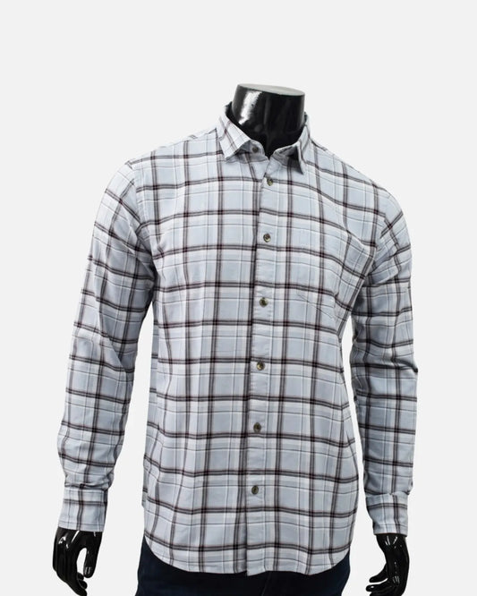 Men's Grey Checked Full Sleeve Casual Shirt