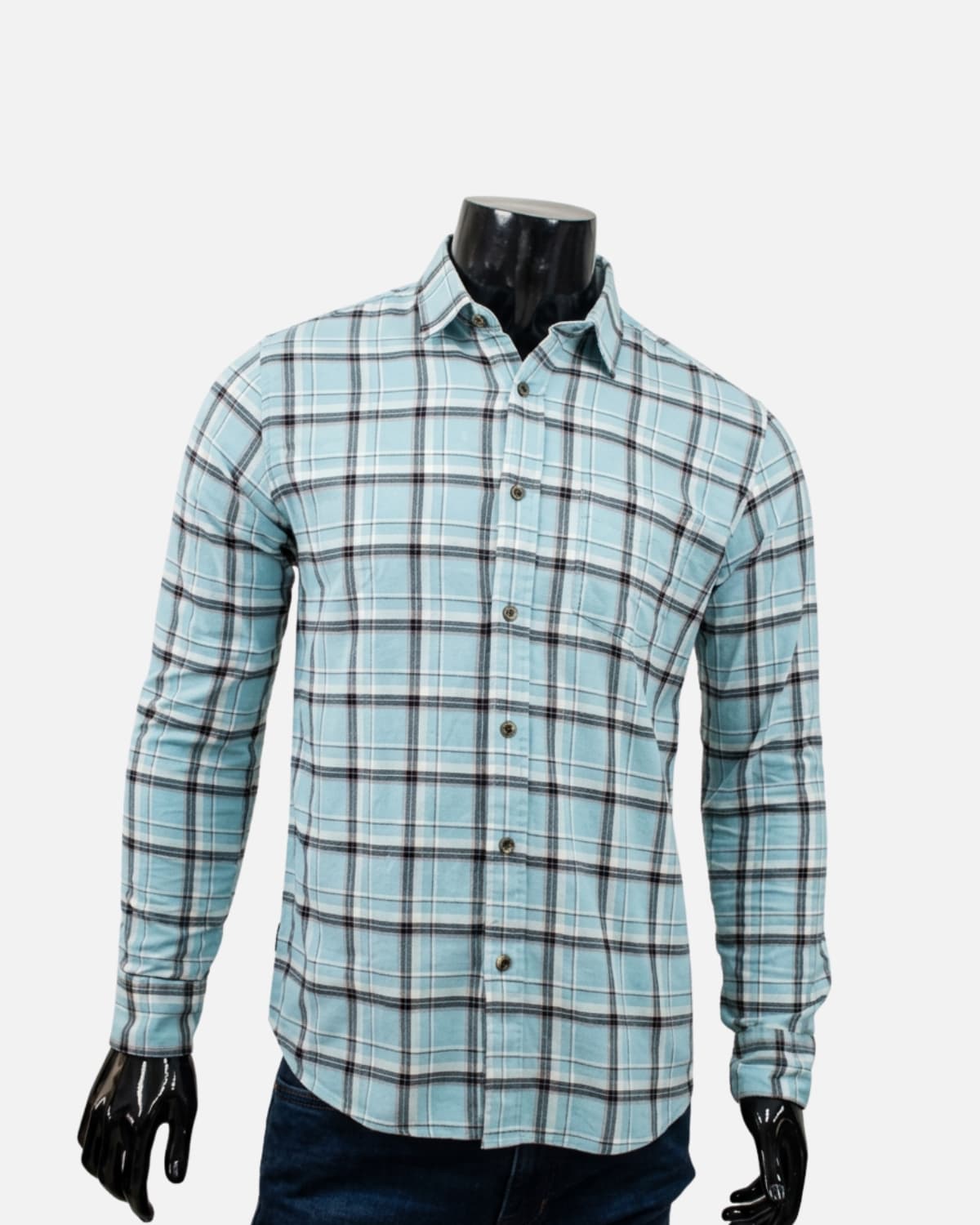 Men's Sky Blue Checked Full Sleeve Casual Shirt