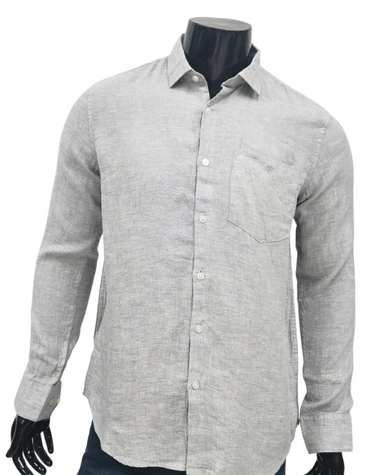 100% Pure Linen Grey Full Sleeve Shirt