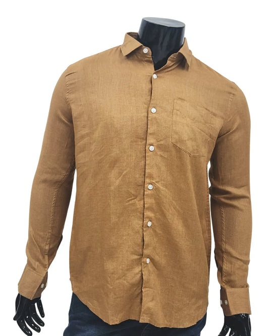 Golden Brown 100% Pure Linen Shirt