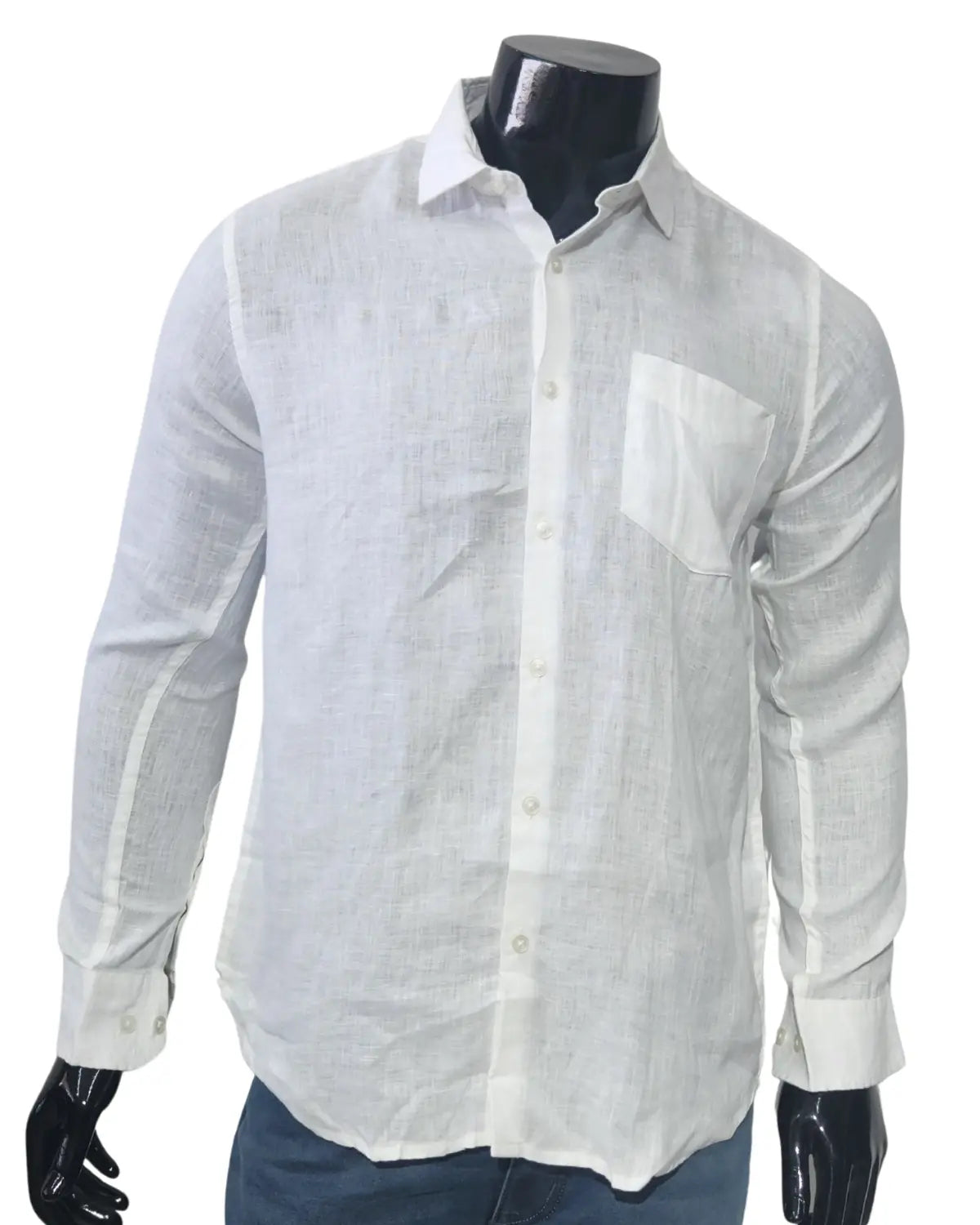 100% Pure Linen White Full Sleeve Shirt