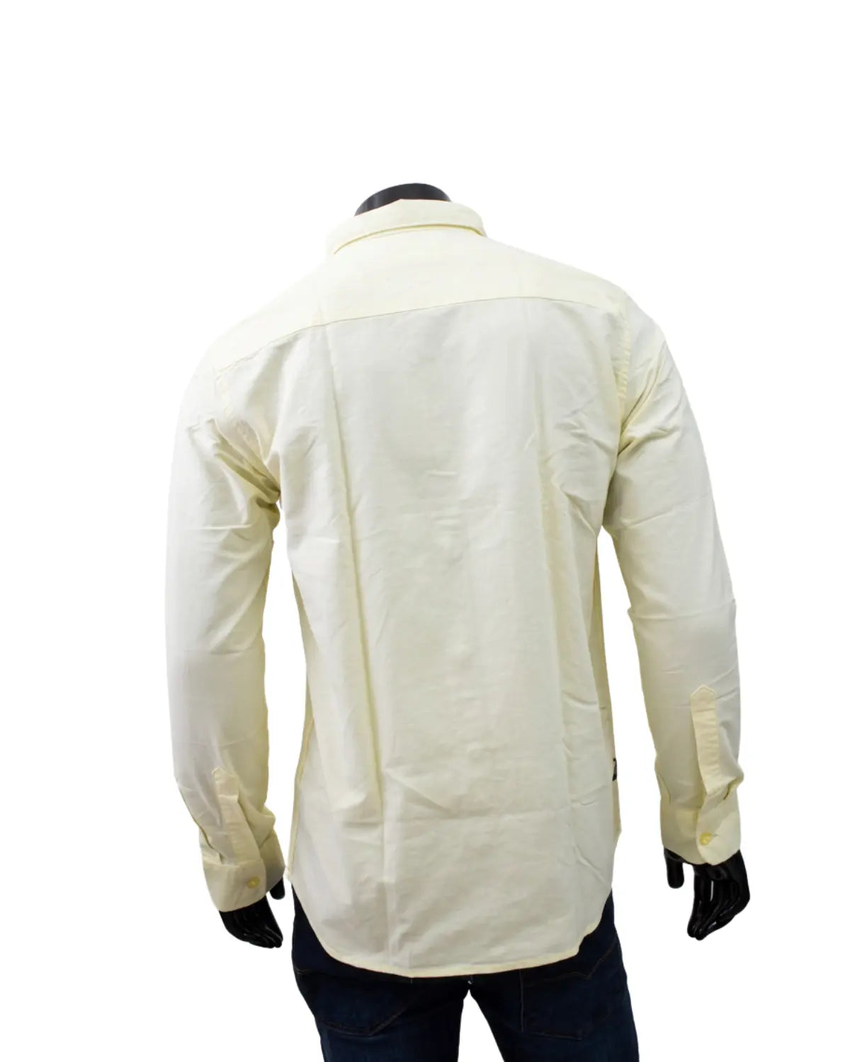 Men's Light Yellow Solid Cotton Blend Full Sleeve Shirt