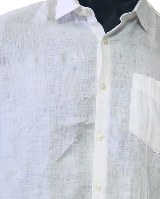 100% Pure Linen White Full Sleeve Shirt
