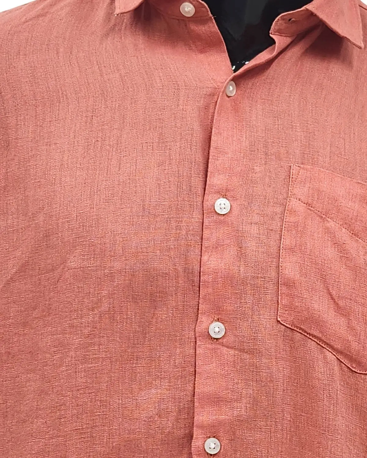 Simon Red 100% Pure Linen Shirt