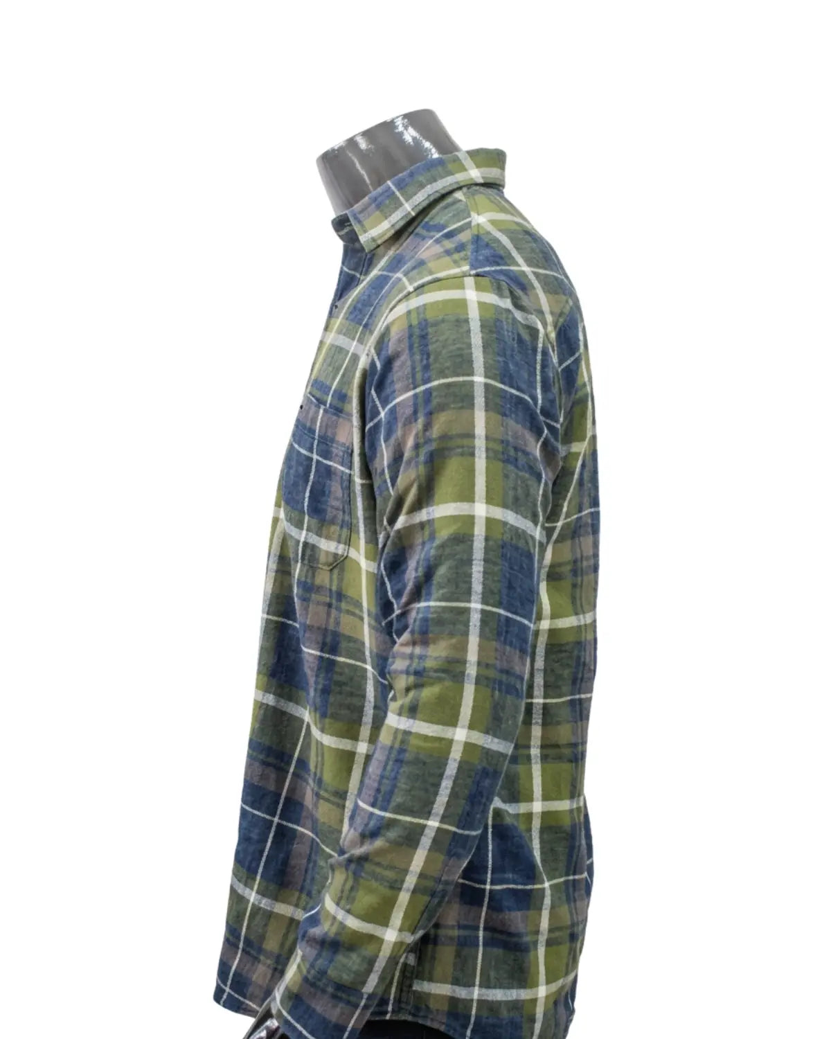 Olive Green Checked Cotton Blend Shirt for Men