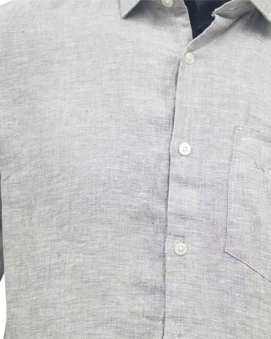 100% Pure Linen Grey Full Sleeve Shirt