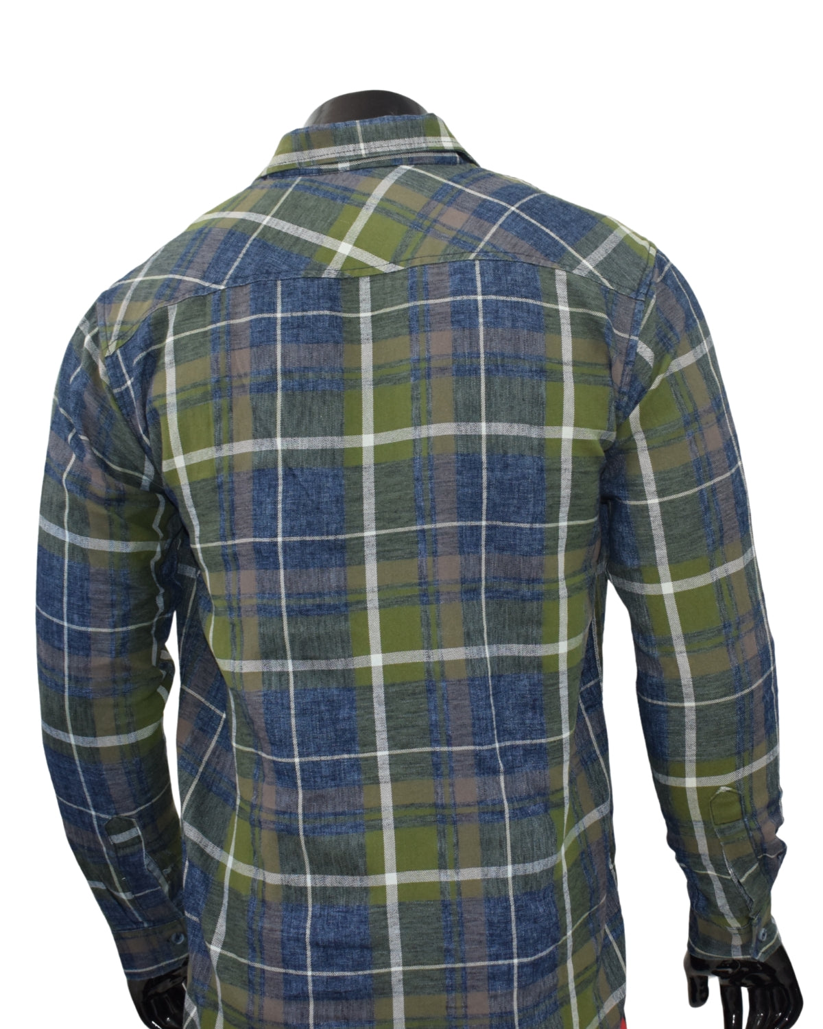 Olive Green Checked Cotton Blend Shirt for Men