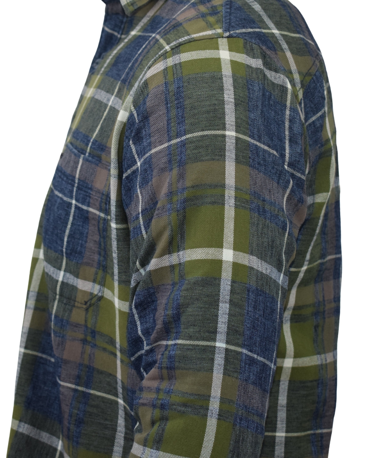 Olive Green Checked Cotton Blend Shirt for Men